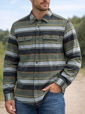 The North Face Flannel Shirt Mens XL Striped Cotton Button Down